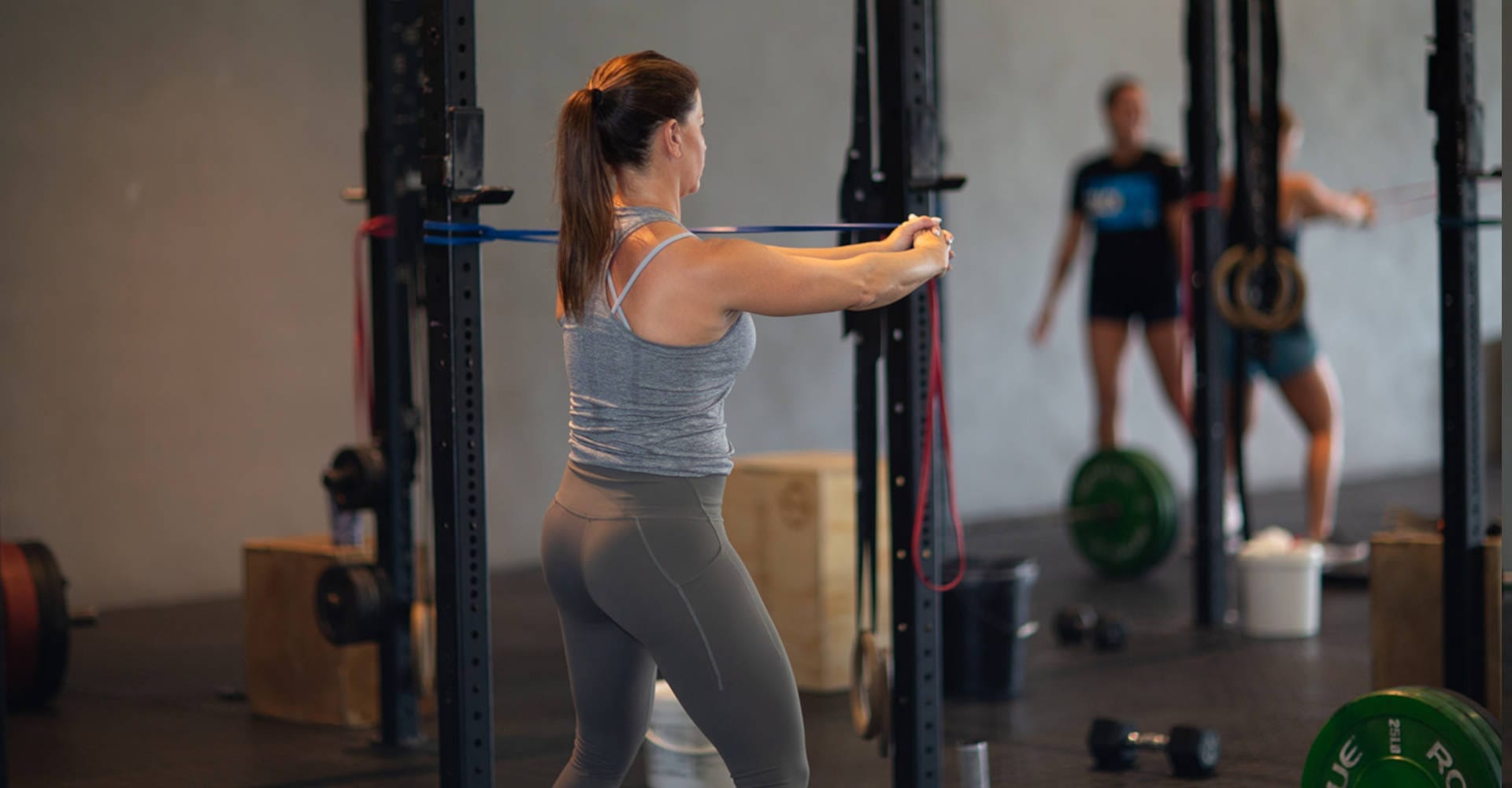 Band workout on small group personal training